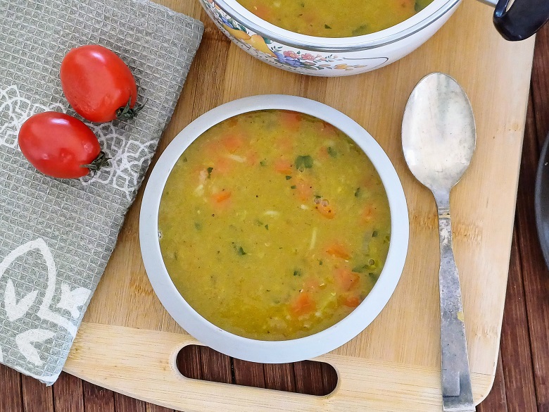 Lentil and noodle soup