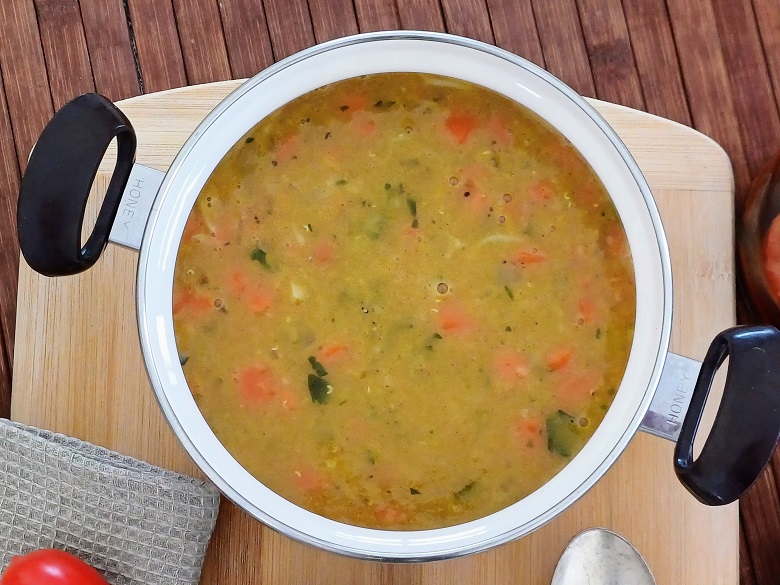 Lentil and noodle soup