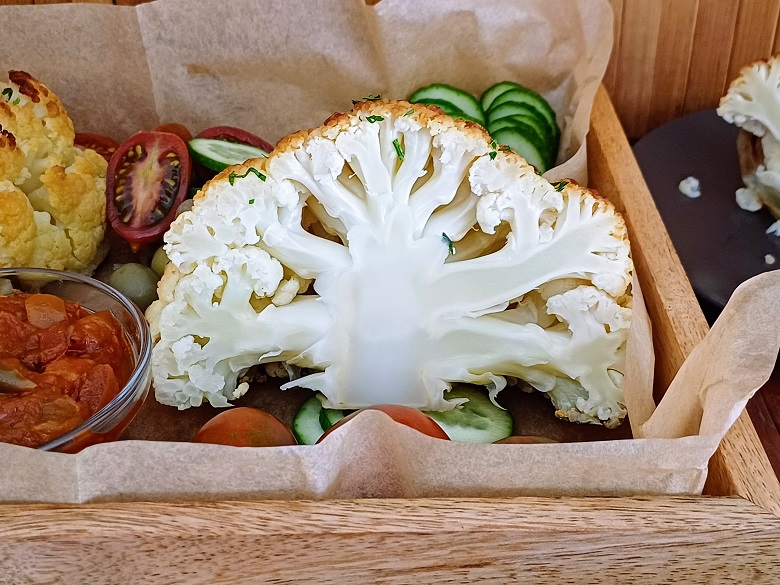 Whole baked cauliflower