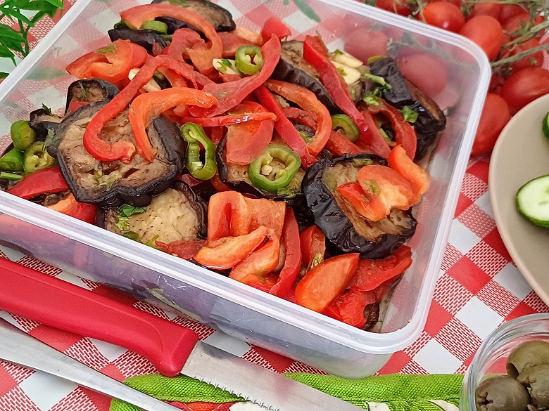 Roasted Eggplant and Pepper Salad