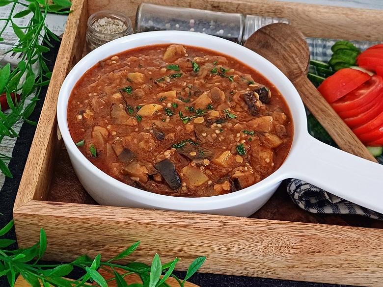 Stewed Eggplant Tomato Lentils