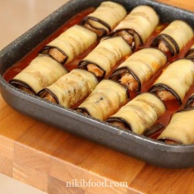 Rice stuffed eggplant