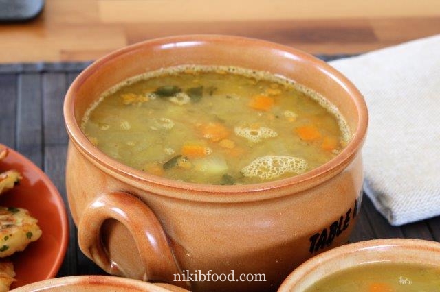 Chicken soup with lentils and vegetables
