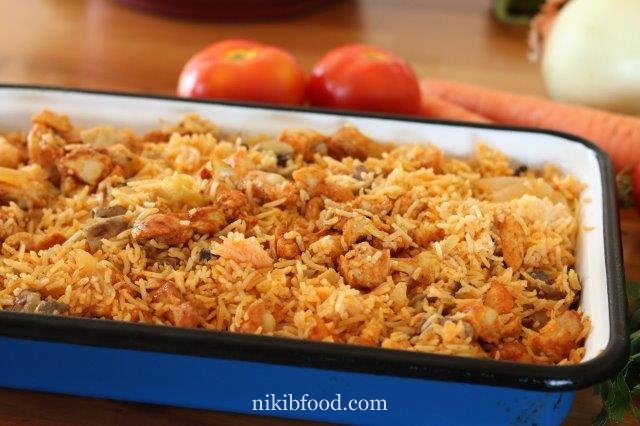 Baked chicken thigh and rice recipe