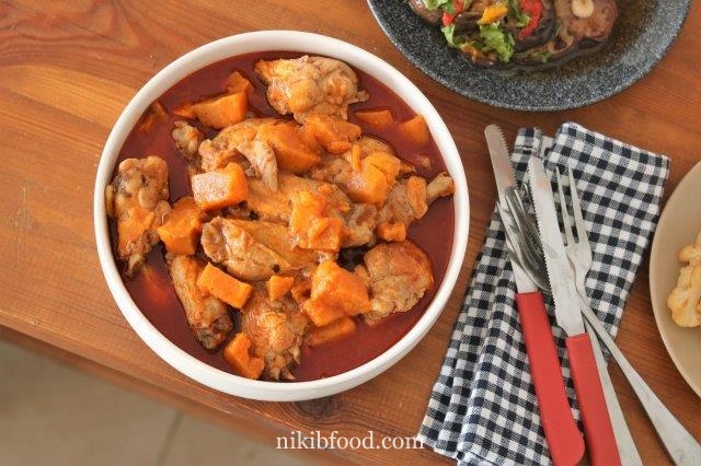 Stove top chicken with sweet potatoes