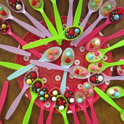 Chocolate spoons and candies