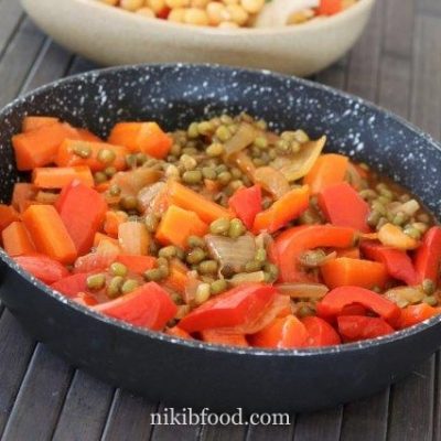 Mung Beans with Vegetables and Tahini