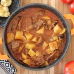Beef stew with mushrooms and potatoes