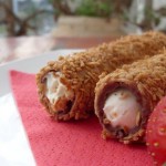 Wafer rolls stuffed with white chocolate